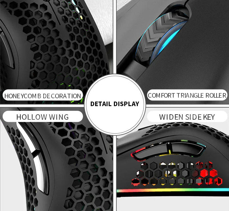 Wireless Mouse Gaming Rechargeable Optical Mouse Cordless 7 Color LED Backlit PC